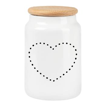 Herz black dots - Keksdose mit Holzdeckel - Weiß - Vorne