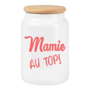 MAMIE. FÊTE DES MÈRES - Boîte à biscuits avec couvercle en bois - blanc - Devant