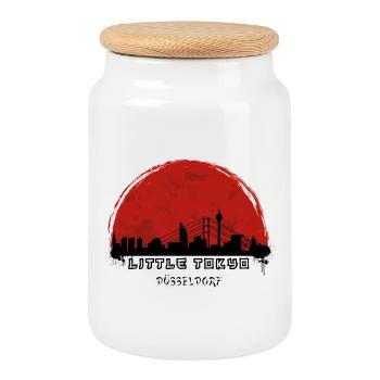 Little Tokyo - Cookie Jar with Wooden Lid - white - Front