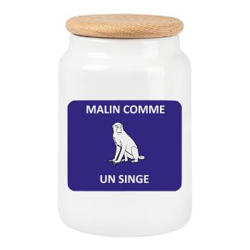 Malin comme un singe - Boîte à biscuits avec couvercle en bois - blanc - Devant