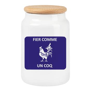 Fier comme un coq - Boîte à biscuits avec couvercle en bois - blanc - Devant