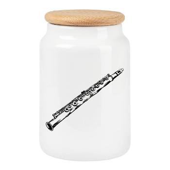 Flûte - Boîte à biscuits avec couvercle en bois - blanc - Devant