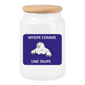 Short-sighted as a mole - Cookie Jar with Wooden Lid - white - Front