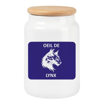 Oeil de lynx - Boîte à biscuits avec couvercle en bois - blanc - Devant