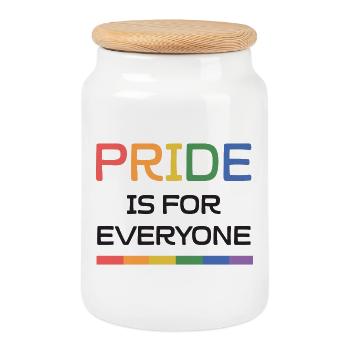 LGBTQ Pride Month - Pride is For Everyone - Cookie Jar with Wooden Lid - white - Front
