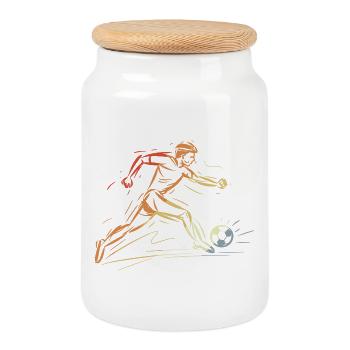 Joueur de football dessinant rétro - Boîte à biscuits avec couvercle en bois - blanc - Devant