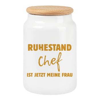 Ich bin im Ruhestand - einziger Chef meine Frau - Keksdose mit Holzdeckel - Weiß - Vorne