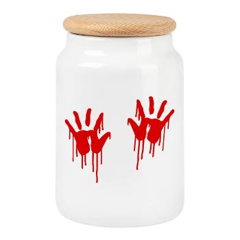 Bloody Hand - Cookie Jar with Wooden Lid - white - Front