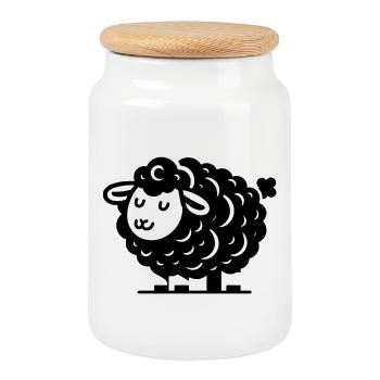 Black Sheep - Cookie Jar with Wooden Lid - white - Front