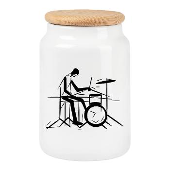 Tambours Musiciens - Boîte à biscuits avec couvercle en bois - blanc - Devant