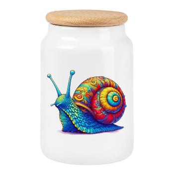 Schnecke - Keksdose mit Holzdeckel - Weiß - Vorne