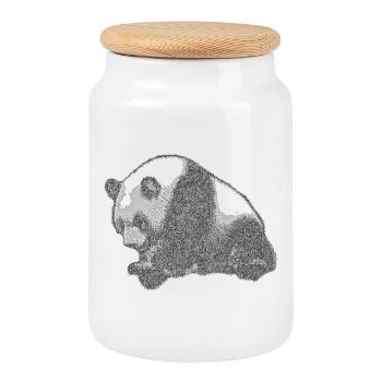 Panda grand - Boîte à biscuits avec couvercle en bois - blanc - Devant