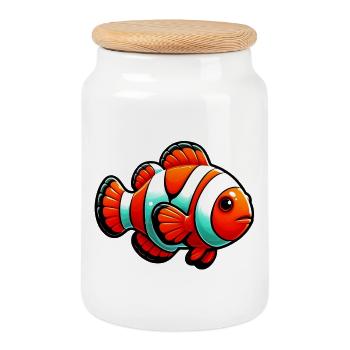 Clownfish - Cookie Jar with Wooden Lid - white - Front