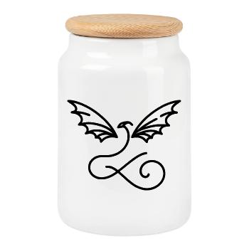 Flying Swirling Dragon - Cookie Jar with Wooden Lid - white - Front