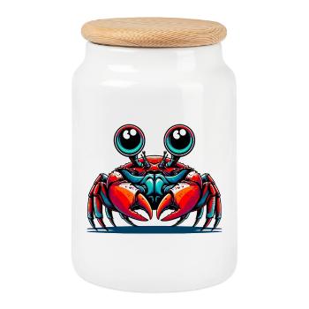 Crabe - Boîte à biscuits avec couvercle en bois - blanc - Devant