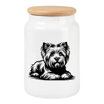 West Highland Terrier - Keksdose mit Holzdeckel - Weiß - Vorne