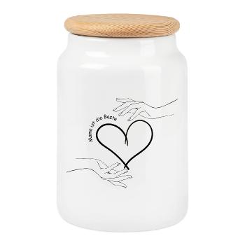 Mom is the best Mother's Day - Cookie Jar with Wooden Lid - white - Front