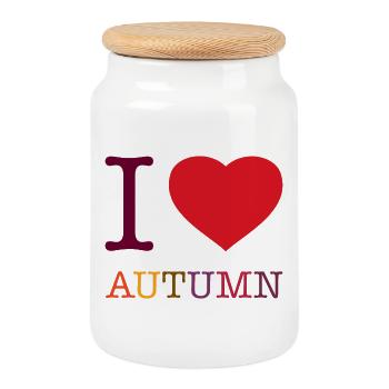 J’ADORE L’AUTOMNE - Boîte à biscuits avec couvercle en bois - blanc - Devant