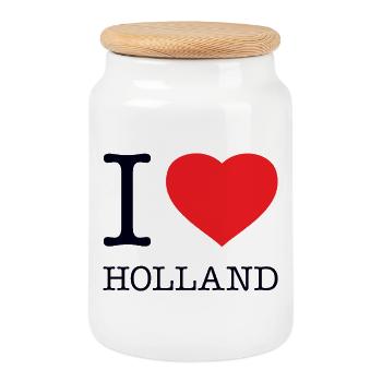 J’ADORE LA HOLLANDE - Boîte à biscuits avec couvercle en bois - blanc - Devant