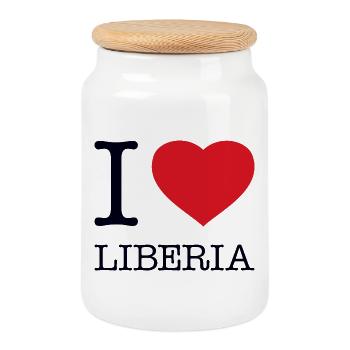 I LOVE LIBERIA - Cookie Jar with Wooden Lid - white - Front