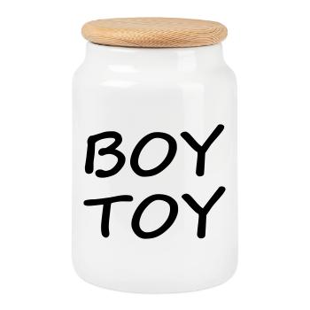 BOY TOY - Keksdose mit Holzdeckel - Weiß - Vorne