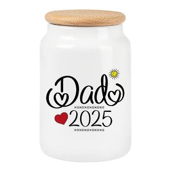 Dad 2025 - Cookie Jar with Wooden Lid - white - Front