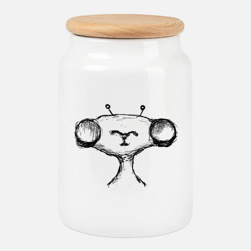 Alien - Cookie Jar with Wooden Lid - white