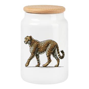 Gepard - Keksdose mit Holzdeckel - Weiß - Vorne