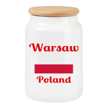 Varsovie, Pologne - Imprimés élégants - Boîte à biscuits avec couvercle en bois - blanc - Devant