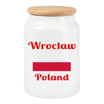 Breslau, Polen - Stilvolle Drucke - Keksdose mit Holzdeckel - Weiß - Vorne