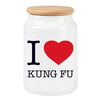 J’ADORE LE KUNG-FU - Boîte à biscuits avec couvercle en bois - blanc - Devant