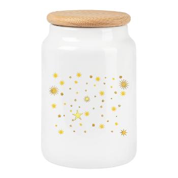 Golden Star Sparks - Cookie Jar with Wooden Lid - white - Front