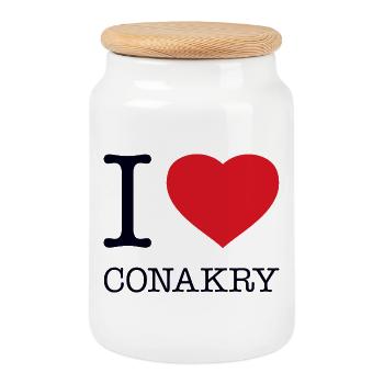 I LOVE CONAKRY - Cookie Jar with Wooden Lid - white - Front