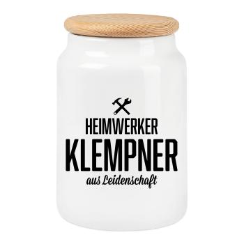 Heimwerker Klempner - Keksdose mit Holzdeckel - Weiß - Vorne