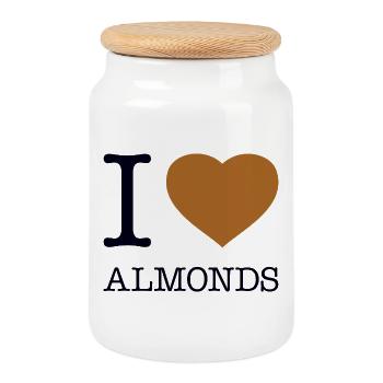 I LOVE ALMONDS - Cookie Jar with Wooden Lid - white - Front