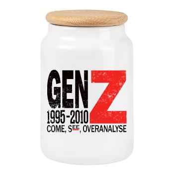 Gen Z Trendsetter Influencer Shirt - Keksdose mit Holzdeckel - Weiß - Vorne