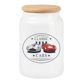 Classic Cars - Keksdose mit Holzdeckel - Weiß - Vorne