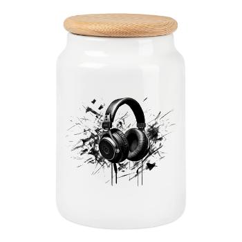 Sound incarnate - Cookie Jar with Wooden Lid - white - Front