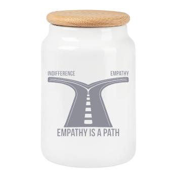Empathy is a Path - Cookie Jar with Wooden Lid - white - Front