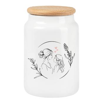 Maman Fille Chemise Maman Fille Fête des Mères Maman - Boîte à biscuits avec couvercle en bois - blanc - Devant