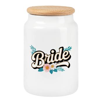 L’équipe de la mariée ! Personnalisable - Boîte à biscuits avec couvercle en bois - blanc - Devant