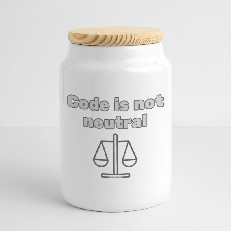 Code Is Not Neutral - Ethical Coder Statement Keksdose mit Holzdeckel