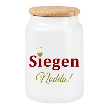 Krönchen Stadt Siegen / Nodda - Keksdose mit Holzdeckel - Weiß - Vorne