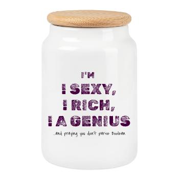 Boolean Logic Joke – Programmer Humor Tee - Cookie Jar with Wooden Lid - white - Front
