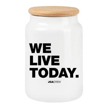 we live today (JGA - Jungesellenabschied) - Keksdose mit Holzdeckel - Weiß - Vorne