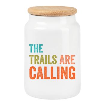The Trails Are Calling - Cookie Jar with Wooden Lid - white - Front