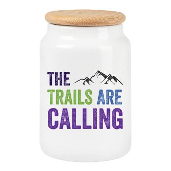 The Trails Are Calling - Cookie Jar with Wooden Lid - white - Front
