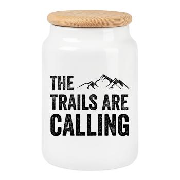 The Trails Are Calling - Cookie Jar with Wooden Lid - white - Front