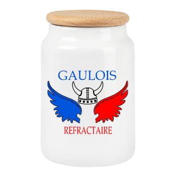 Ailes tricolores de Gaulois Refractaire - Boîte à biscuits avec couvercle en bois - blanc - Devant