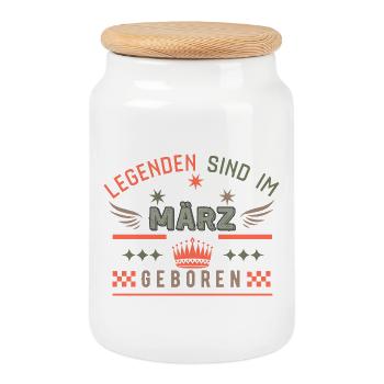 Legenden sind im März geboren - Geburtstag Party  - Keksdose mit Holzdeckel - Weiß - Vorne